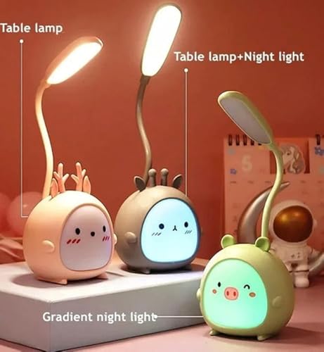 Image of Desk Lamps for Study Table - Rechargeable USB Warm Light LED Children Eye Protection Lamps, Desk Lamp for Work from Home Yellow Color Light (Cute Kids Lamp, Plastic, Pack of 1,Random Colour)