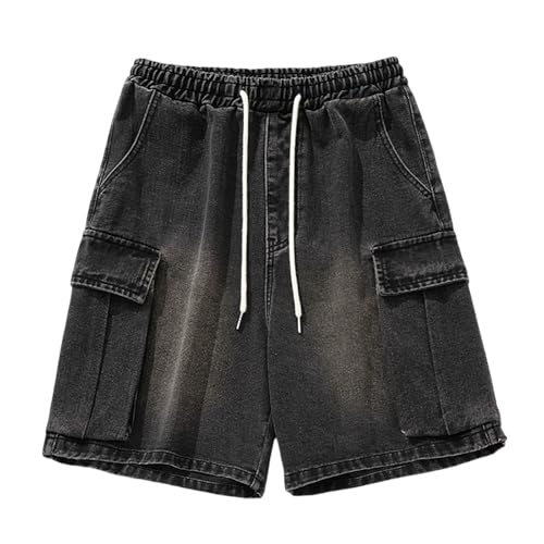 Men's Casual Loose Fit Straight Leg Denim Jeans for Outdoor Home Comfort Spring Summer Relaxed Trousers with2