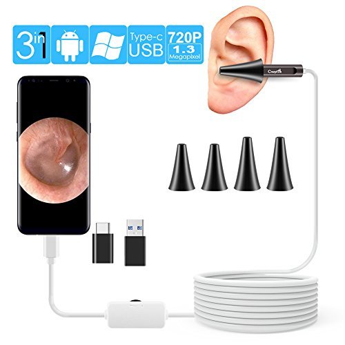 USB Otoscope,CrazyFire Digital Ear Endoscope 720P HD Ear Inspection Camera Earwax Cleaning Tool
