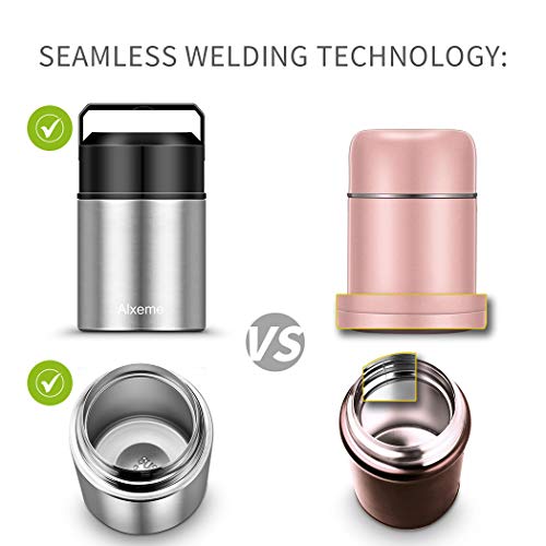 Soup Thermos Food Jar Insulated Lunch Container Bento Box For Cold Hot Food 27Oz Food Flask Wide Mouth Stainless Steel Vacuum Lunch Box For Kids Adult With Spoon Flexible Handle Leak Proof – Silver #TOP5