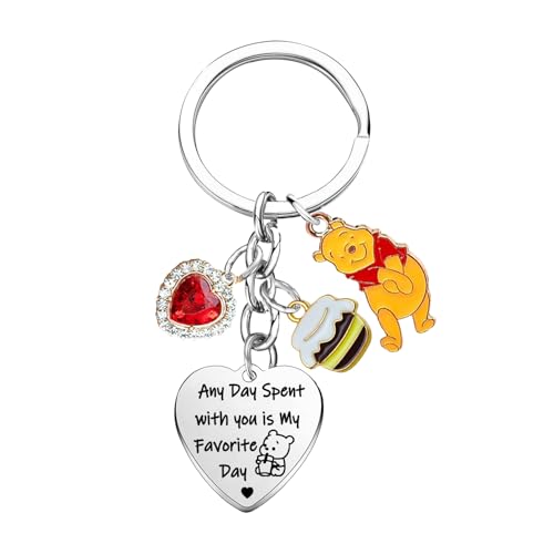 Nzztont Honey Bear Keychain Hoeny Charm Keychain for Bear Lovers Gifts Cute Cartoon Accessories for Best Friends Daughter Sister Birthday Gifts Cartoon Jewelry for Women