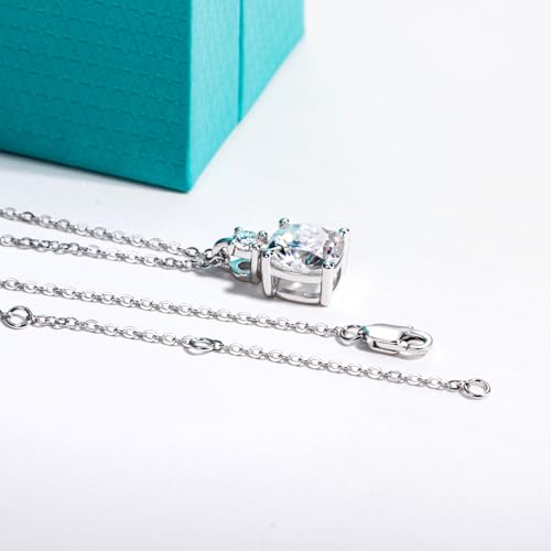AnuClub Cushion Cut Moissanite Pendant Necklace D Color VVS1 925 Sterling Silver Refined Daily Necklace for Women with Certificate, 40+2+3cm Adjustable Chain4
