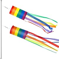 BOAO 2 Stück Regenbogen Flagge Windsack für Draußen Garten, Bunt Windsack für Fahnenmast, Windspiele für Draußen Hängend, Wetterfest Windsäcke, Windfahne Windhose Fahne Hängende Dekoration, 24 Zoll