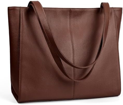 befen Echtleder Handtasche Damen Groß Shopper Tasche mit 14 Zoll Laptopfach | Mode Leder Tote Bag Schule Arbeit Freizeit Henkeltasche mit Reißverschluss