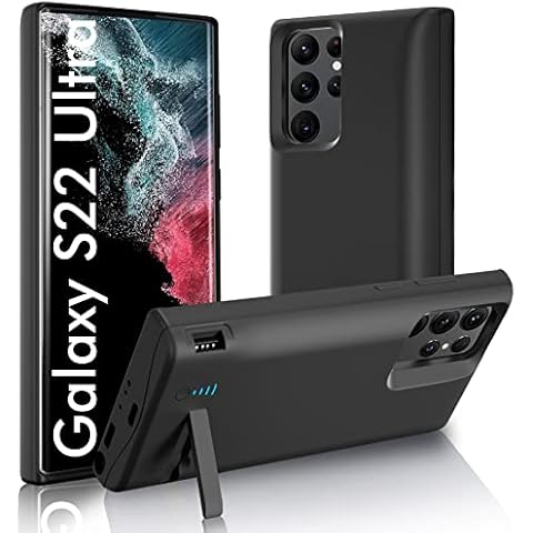 Galaxy S22 Ultra Battery Case, 5000mAh & Kickstand & Dual Device Charging & Priority Charging Case, Rechargeable Backup Charger Case for Samsung Galaxy S22 Ultra 5g(6.8") Black Cover