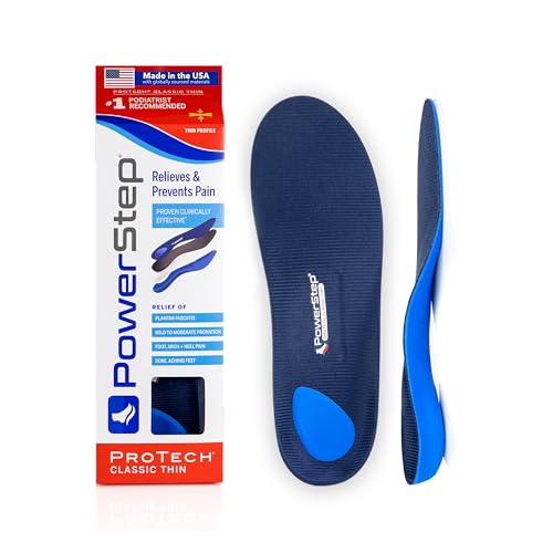 PowerStep ProTech Classic - Plantillas ortopédicas de grado médico para aliviar el dolor de arco - Hechas para aliviar la fascitis plantar + dolor de talón - Soporte de arco ortopédico para mujeres y