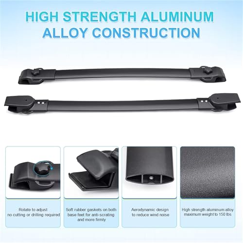 Portaequipajes de techo negro para Toyota Sienna 2011 a 2020 con barra transversal duradera 5