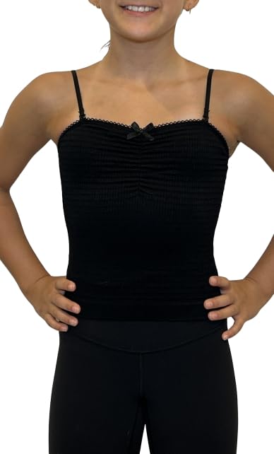 Girls Textured Cinched Cami Camisole Thin Strap (Ages 8-14 Years)