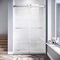 UNIKOO 46"- 49" W×76" H Frameless Stainless Steel Bypass Shower Door and Two Finger Pulls in Bright Chrome and 3/8" (10mm) Certified Tempered Clear Glass. The Royal Series UKD01-4976-TT-CH