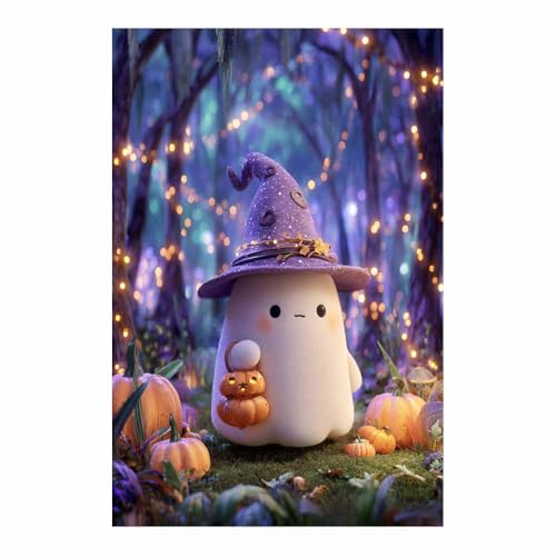 Toile Halloween fantôme mignon violet grand format sans cadre