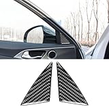 RUIANTE Compatible with Carbon Fiber Center Consoles Car Door Window Triangle Panel Cover Trim Exterior Car AUT Accessories for KIA Stinger GT 2019 2020 2021 2022 2023 (2pc Black)