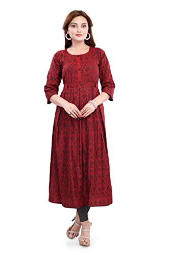 Image of B2F Women's Cotton Rayon A-Line Feeding Kurta Maternity Kurta, Feeding Kurti with Zip