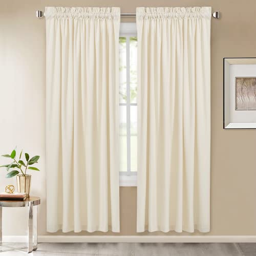 StangH Soft Velvet Ivory White Light Filtering Curtains 72 inches, 2 Panels