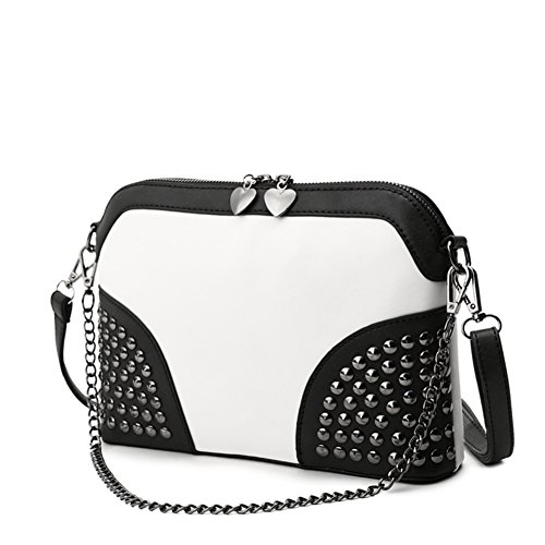 Sac à bandoulière unique femme tendance avec rivets, petit sac à main noir pour loisirs
