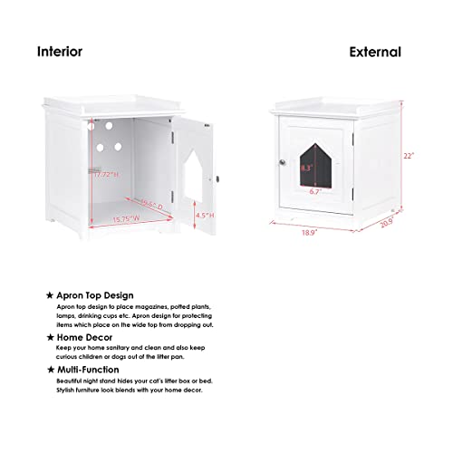 Pawland Cat Litter Box Enclosure, Cat House Side Table,Night Stand Pet House, Indoor Cat House, White #TOP3