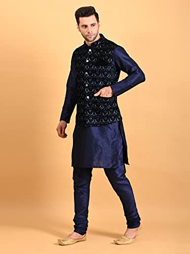 Image of Uri and MacKenzie Men's Silk Blend Kurta Pajama with Designer Ethnic Nehru Jacket /Modi Jacket