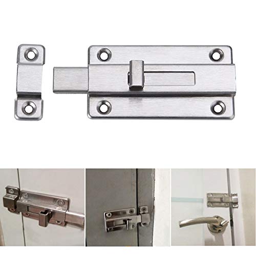 Door Bolts, 2 Pieces Stainless Steel Door Latch Gate Latch Sliding Door Lock, Surface Mounted Slide Bolt for Bathroom Door Lock Loft Hatch Catch Window Furniture Pet Gate Lock