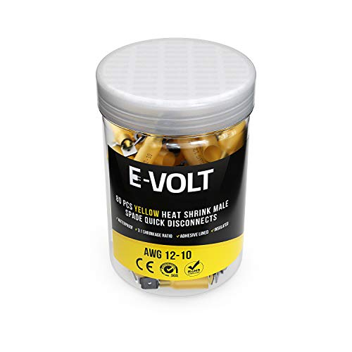 image for E-VOLT Male Spade Wire Connectors – 80 PC 3:1 Polyolefin Heat Shrink