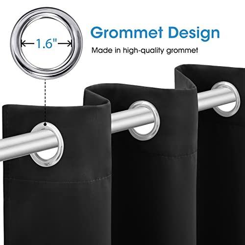 Homeideas Blackout Curtains For Bedroom 52 X 96 Inch Long 2 Panels Set Black Room Darkening Curtains/Drapes, Soundproof Thermal Grommet Window Curtains For Living Room #TOP3