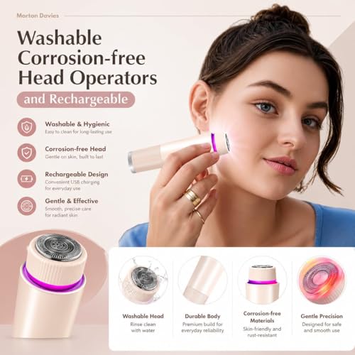 Image of MORTON DAVIES Facial Hair Remover 5000 Series, Personal Groomer for Women, Cordless and Compact |with Hypoallergenic Head, Gentle and Quick Facial Hair Removal | Easy Touch-Ups