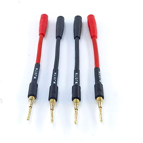 Wjstn-018 Braided Wire Speaker Banana Plugs To 4Mm Female Banana Jack Converter, Soft Whip Banana Plug Adapter Cable,4- Packs #TOP1
