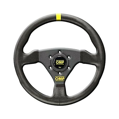 Omp Steering Wheel Trecento 11-34 In Diameter 3 Spoke Flat Black Leather Grip...