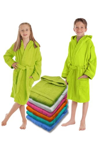LEBENGOOD Albornoz, Niños, Niñas, Unisex, Infantil, Juvenil,100% Algodón,toalla 400gr OEKO-TEX, 2 Bolsillos, Cinturón, Capucha, Albornoces Felpa suave (2-4, Pistacho)