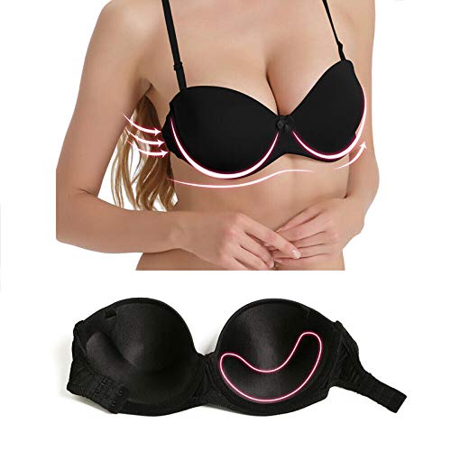 Hwdi APP-100622-B082CMWMFQ 34B Clear Back Strap Bra For Strapless And Backless Wedding Dresses Halter Top Low Open Back Black thumb #1