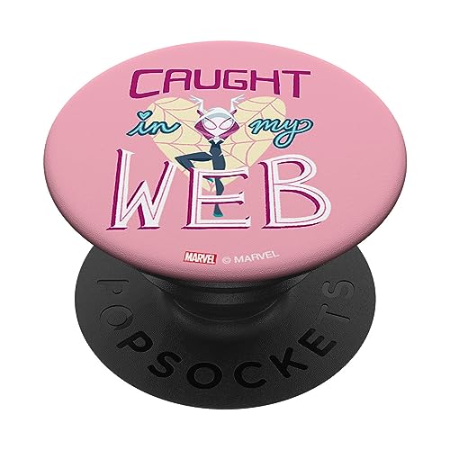 Marvel Spider-Gwen Valentine’s Day Love Caught In My Web PopSockets Swappable PopGrip, Black