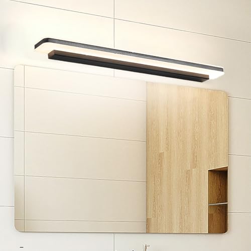 Apliques de pared para maquillaje perfecto en el baño con esta lámpara de espejo negra de 60cm