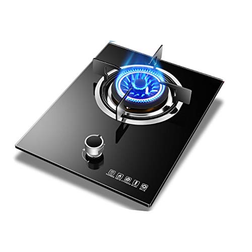 Aouoeeo Placa de Gas, Encimera de Gas, Cocina de Gas de sobremesa con Quemador Integrado, encimera de Gas Individual de 5,2 kW, vitrocerámica Negra, con
