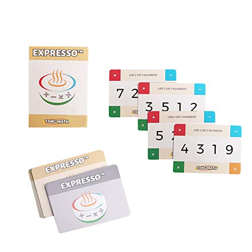 Greg Tang Math - Expresso! -Math Card Game for Boys and Girls Ages 6 and Up - an Endlessly Fun Way to Practice and Learn Math Skills, Use Math Equations to Make Your Target Number!