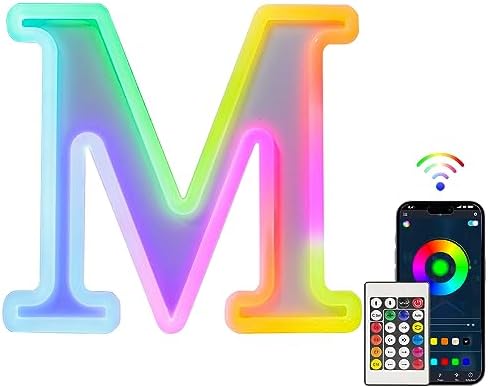 Tosakey Light Up Letters, LED Letter Lights Sign 18 Color Changing with Bluetooth App Remote Night Lights Gift for Girl Boy Women Birthday Christmas Party Wedding Bar Decor (B)