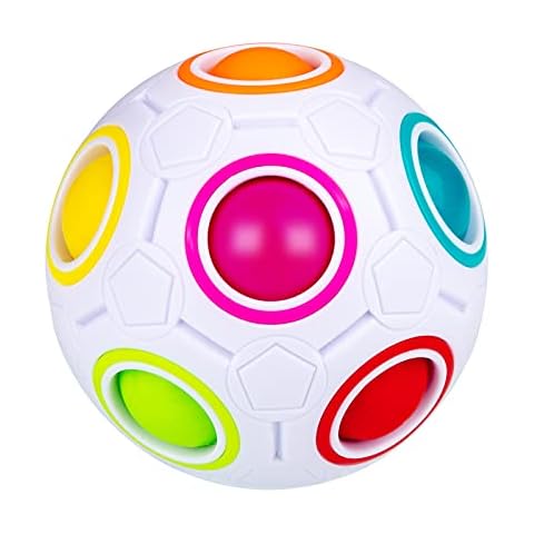 SISYS Magic Rainbow Ball Fidget Ball, Puzzle Ball Speed Cube Educational 3d Puzzle Fidget Toy for Kids Adults, White Cover