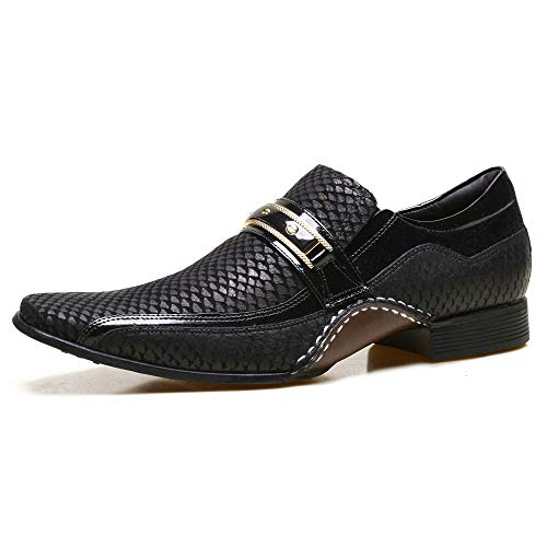 Sapato Social Masculino Calvest em Couro Snake Preto com Metal Dourado - 1930C229-42