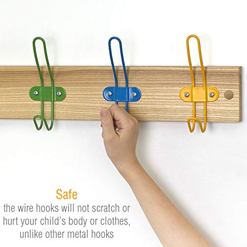 Tibres - Kids Coat Hook Rack For Boys And Girls For Jackets Clothes Hats Backpacks Robes And Towels - Kids Hanger For Use In Nursery Bedroom And Bathroom - Safe Colorful Wire Hooks And Lacquer Rail #TOP3