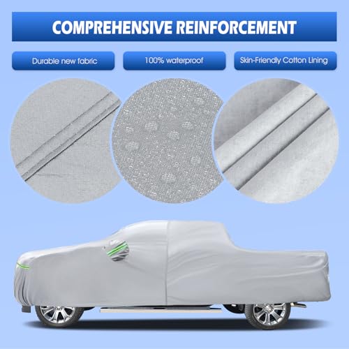Image of Car Cover Fit for GMC Sierra 1500 Short Bed, Migaven Truck Cover Waterproof All Weather Full Exterior Cover Sun Rain Protection with Door Zipper