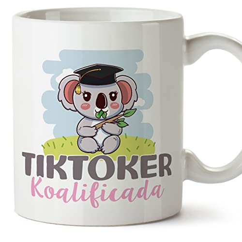 MUGFFINS Tazas para TIKTOKER mujer - En Español - Koalificado/koalificada - 11 oz / 330 ml - Regalo original y divertido