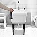 Free Standing Laundry Sink with 360° Rotatable Faucet, Deep Basin, Soap Dispenser & Quick Drainage, Modern Utility Sink for Laundry Room, Kitchen & Commercial Use