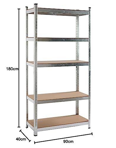 Miniatura 12 de Kithome Pack De 2 Estanterías Galvanizadas De 5 Baldas, 180 X 90 X 40 Cm