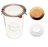 Weck Canning Jar 743-3/4 L Weck Mold Jars made of Transparent Glass - Eco-Friendly Canning Jar - Food Storage Containers with Lids Airtight – 1 Jar with Keep Fresh Cover