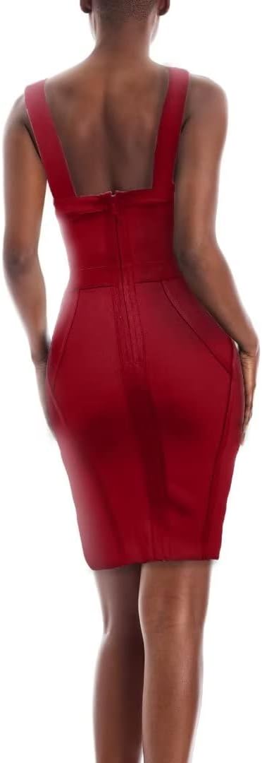 Hybrid & Company Womens Elegant Elastic Dress Chic Knee-Length Bandage Bodycon Party Dress - Image 2