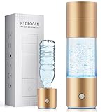 Hydrogen Water Bottle Generator,4500PPB SPE/PEM Technology -Smart Electrolysis Water Ionizer -320ML Portable Rich Hydrogen Water Machine for Health Gifts, 24-Hour Hydrogen Retention (Gold)
