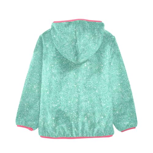 Mint Green Glitter Toddler Fleece Jacket Baby Girls Hooded Zipper Long Sleeve Thick Warm Outerwear 3-10 Years2