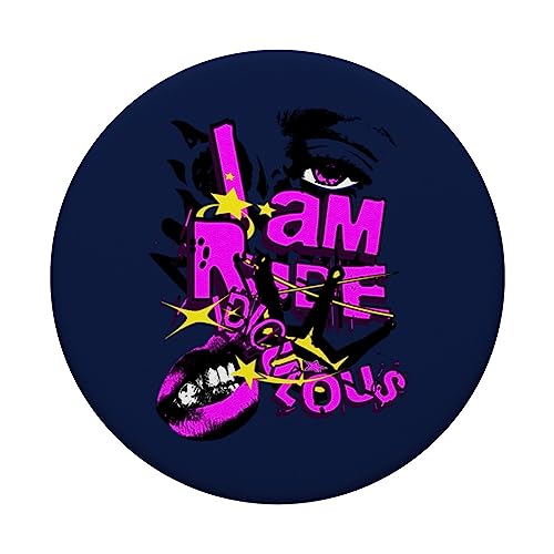 I Am Rude Ridiculous Gen Z Pop Art Funny Adult Sassy Artsy PopSockets Swappable PopGrip, Black - Image 3