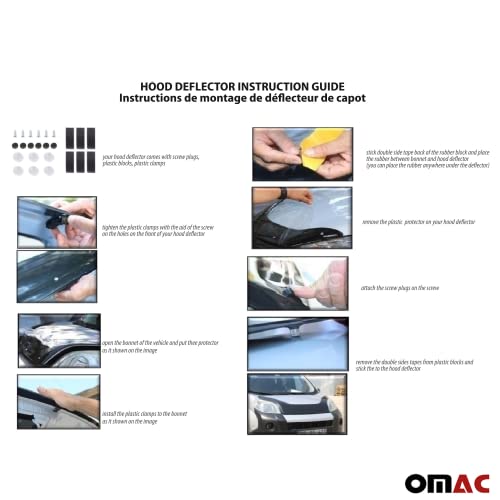 Omac Front Bug Deflector For Mercedes Sprinter 2000 To 2006, Hood Protector, All Weather, Black #TOP4