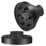 Diffuser Attachment for Hair Dryer, Collapsible Hair Diffuser, Universal Silicone Diffuser for Curly Hair 1.57-1.97' Hair Blow Dryer Long Thick Curly Wavy Hair, Hair Attchment for Women, Black