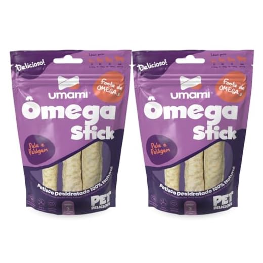Kit 2x Petisco Natural para Cães Umami Omega Stick – Com Ômega 3, Mastigação Saudável e Alta Palatabilidade – 4 Sticks por Unidade