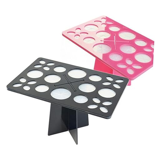 FIXOSHEE Support pour Pinceaux de Maquillage Noir Acrylique 26 Trous Porte-pinceaux Cosmétiques Séchage à L’air Rangement Outils Maquillage Professionnel