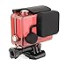 SOONSUN Side Open Protective Case Skeleton Housing Shell with LCD Touch Backdoor and Silicone Lens Cap for GoPro Hero 4, Hero3+, Hero 3 Camera – Transparent Red